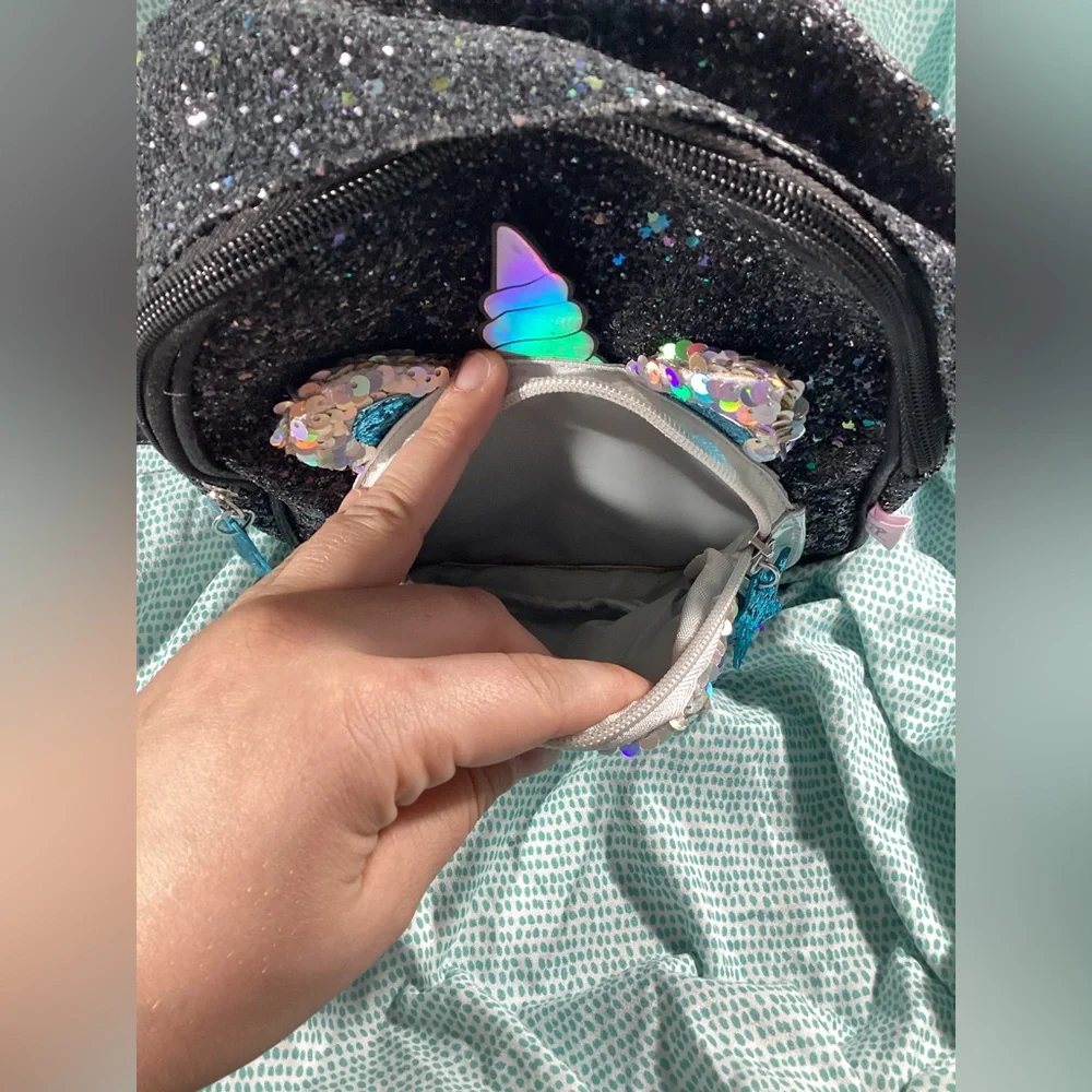 Girls Black Unicorn Backpack